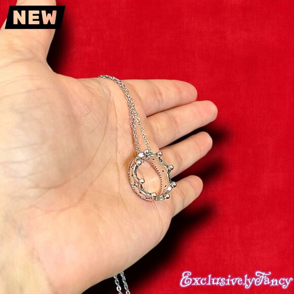 New Exclusively Fancy 925 Sterling Silver Crown Pendant Necklace - Picture 8 of 8